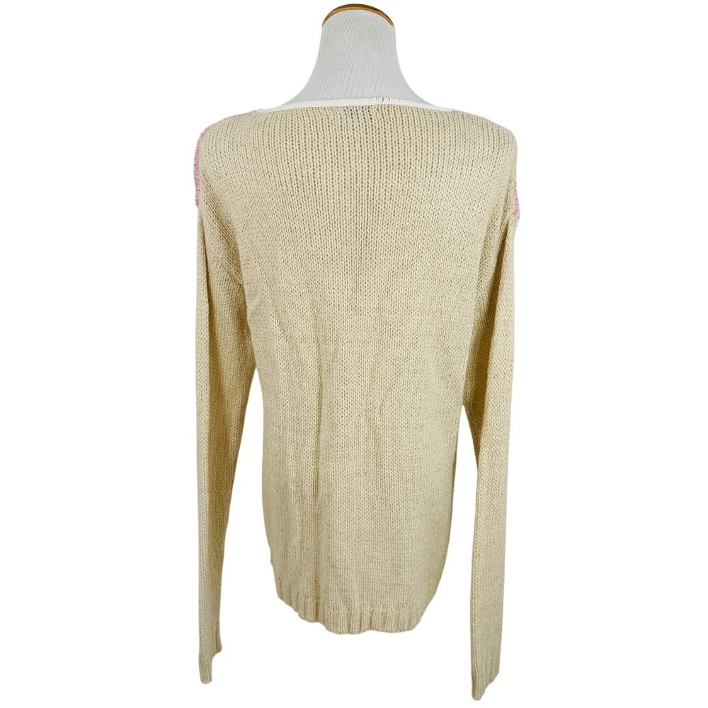 Vtg Y2K Nasty Gal Chunky Pink & Cream Boxy Relaxed Knit Sweater | Soft Girl Twee - Picture 8 of 16